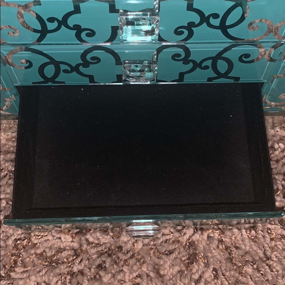 teal desk organizer/ jewelry holder